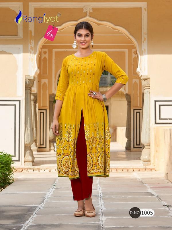 Rangjyot Mihira Fancy Wear Rayon Designer Kurti Collection